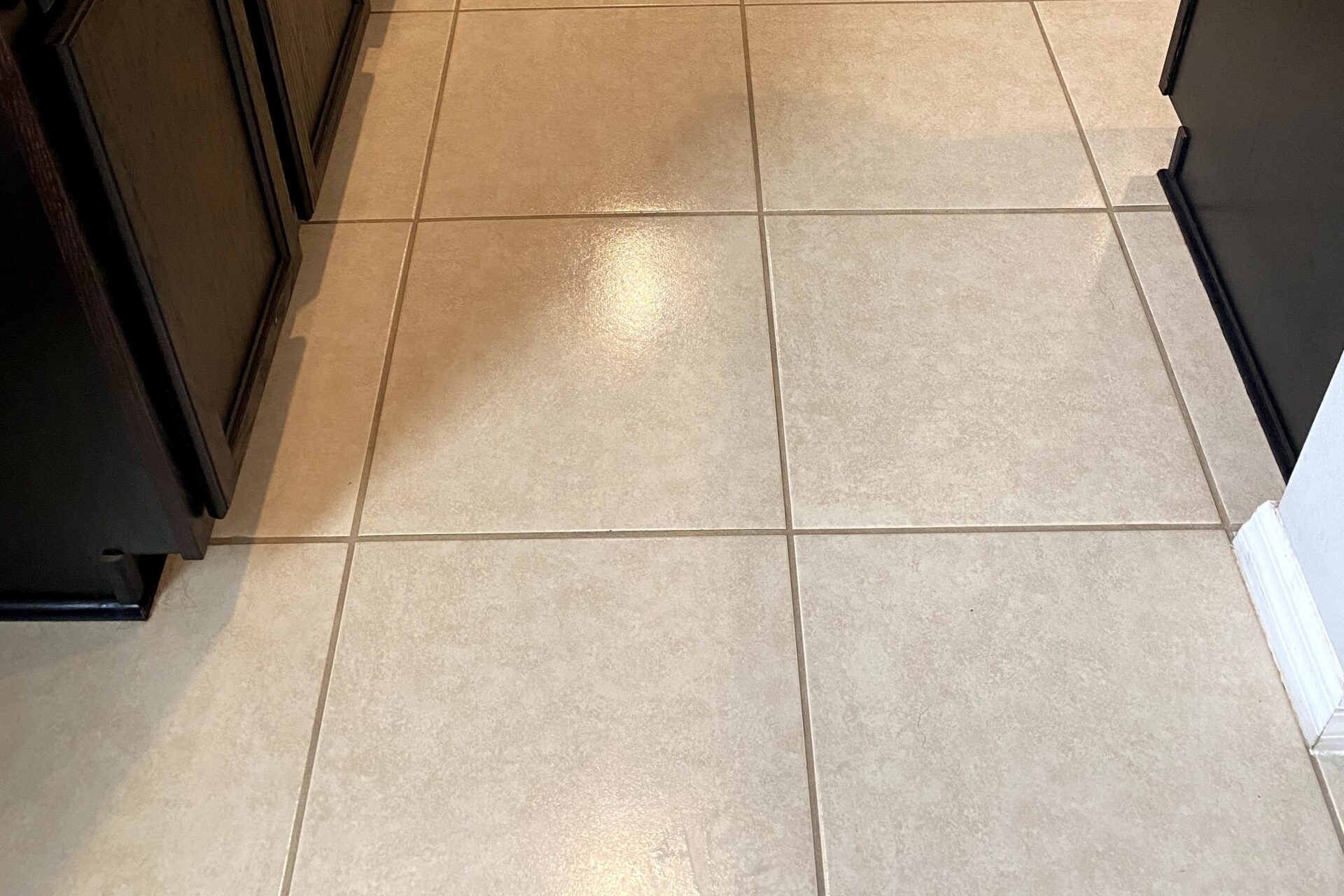 Sparkling tile floor after grout cleaning service