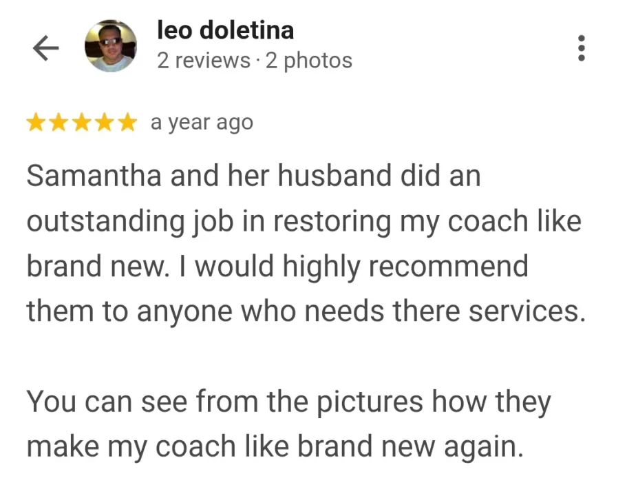 couch cleaning testimonial in palm coast