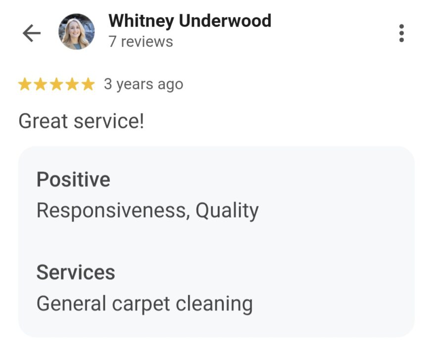 upholstery cleaning testimonial in palm coast