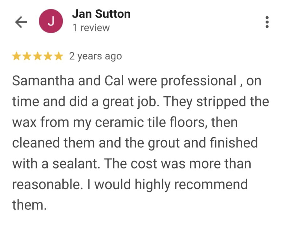 tile and grout cleaning testimonial in palm coast